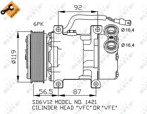 NRF Kompressor, klimaanlæg 32244 for PEUGEOT CITROËN
