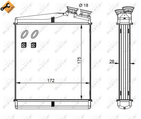 NRF Varmeelement, kabinevarme 54340 for VOLVO FORD LAND ROVER