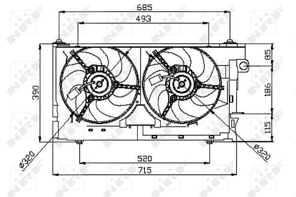 NRF Ventilator, motorkøling 47050 for PEUGEOT