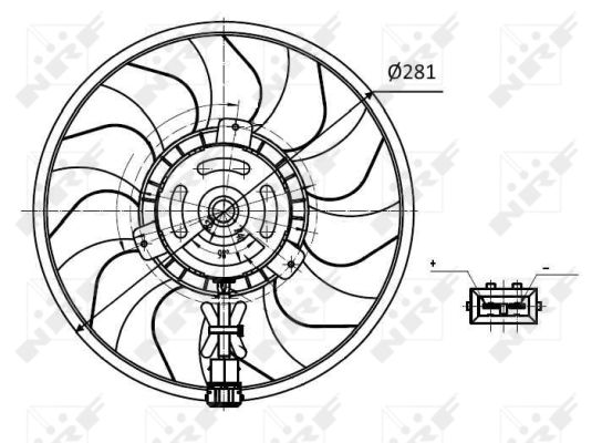 NRF Ventilator, motorkøling 47418 for VW