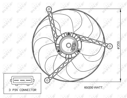 NRF Ventilator, motorkøling 47057 for FORD VW