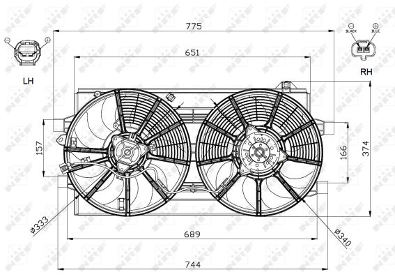 NRF Ventilator, motorkøling 47570 for NISSAN