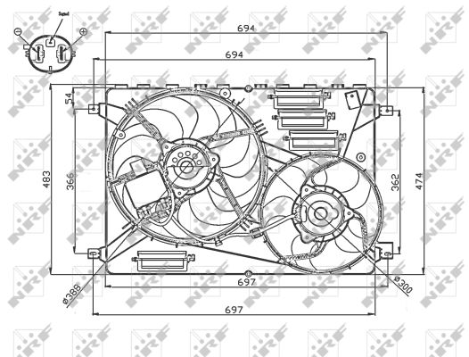 NRF Ventilator, motorkøling 47754 for VOLVO