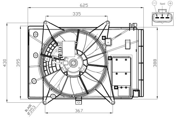 NRF Ventilator, motorkøling 47949 for MAZDA