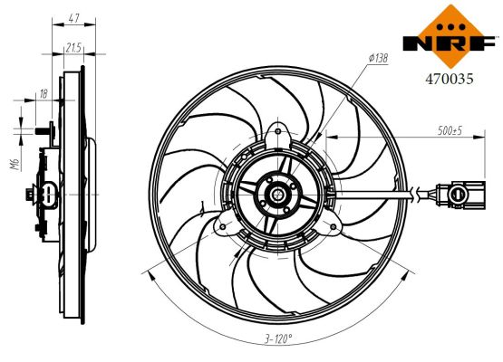 NRF Ventilator, motorkøling 470035 for PORSCHE