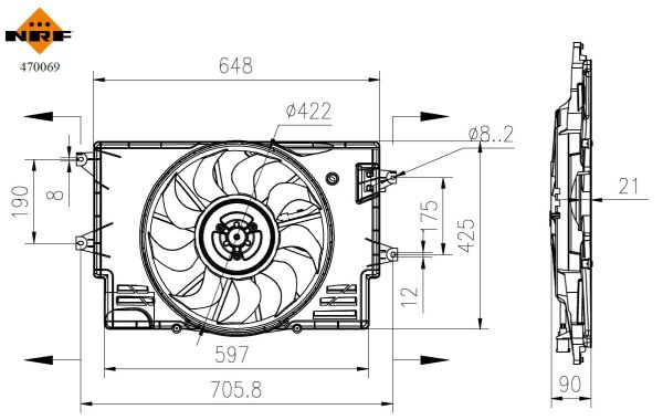 NRF Ventilator, motorkøling 470069 for KIA