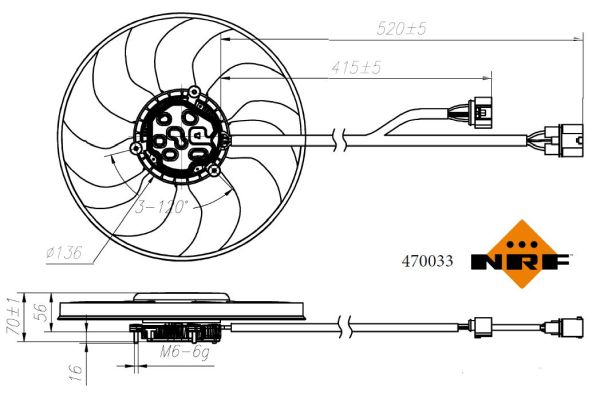 NRF Ventilator, motorkøling 470033 for VW