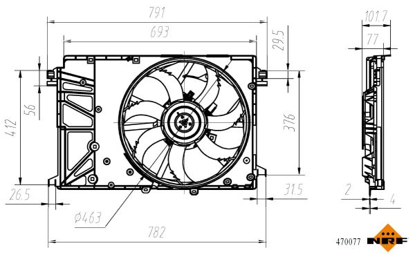 NRF Ventilator, motorkøling 470077 for TOYOTA