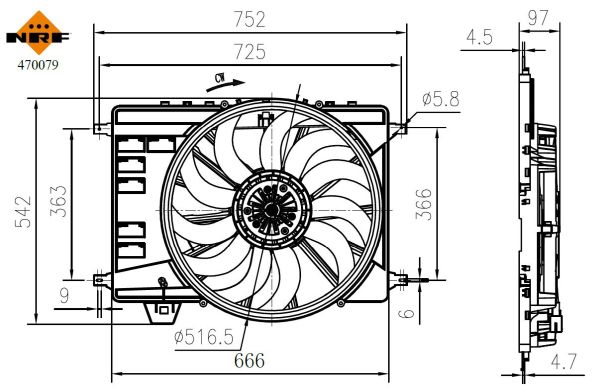 NRF Ventilator, motorkøling 470079 for LAND ROVER