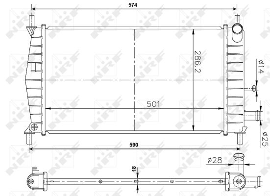 NRF Køler, motorkøling 50131a for FORD MAZDA