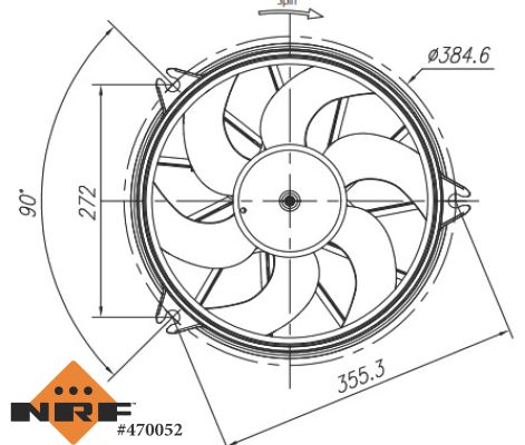 NRF Ventilator, motorkøling 470052 for LANCIA PEUGEOT