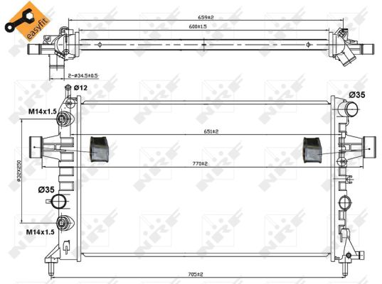 NRF Køler, motorkøling 50562 for VAUXHALL OPEL