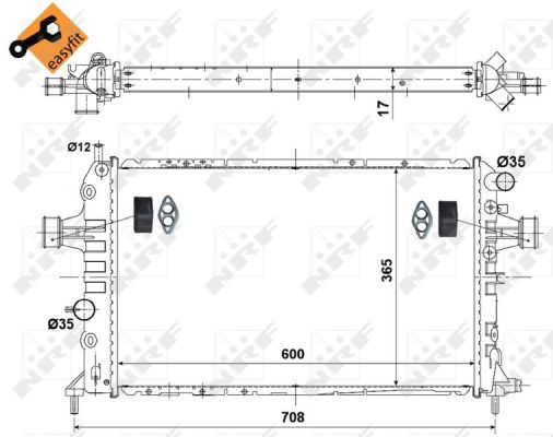 NRF Køler, motorkøling 53441 for OPEL VAUXHALL