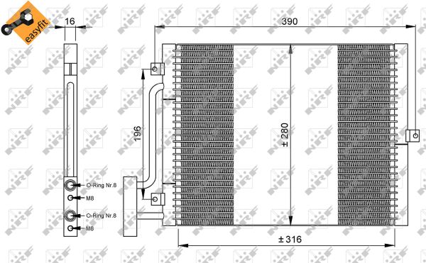 NRF Kondensor, klimaanlæg 35307 for PORSCHE