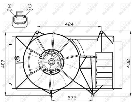NRF Ventilator, motorkøling 47525 for TOYOTA