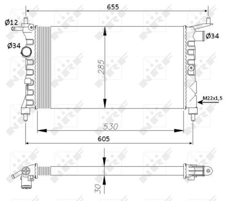NRF Køler, motorkøling 50551 for VAUXHALL CHEVROLET