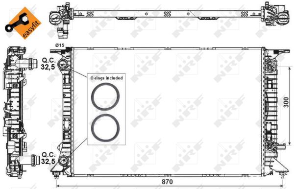 NRF Køler, motorkøling 53718 for AUDI PORSCHE VW VAG