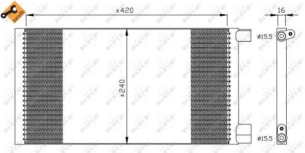 NRF Kondensor, klimaanlæg 35487 for FIAT