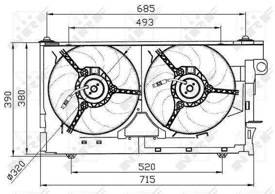 NRF Ventilator, motorkøling 47030 for PEUGEOT