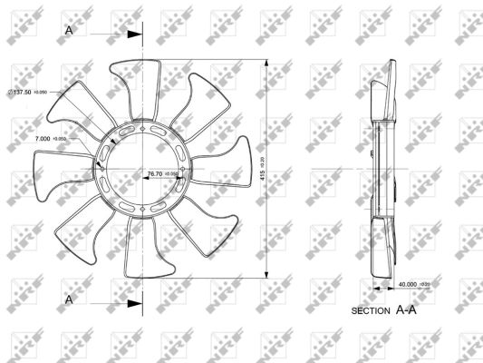 NRF Ventilatorhjul, motorkøling 49867 for MITSUBISHI