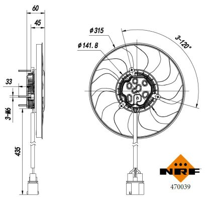 NRF Ventilator, motorkøling 470039 for PORSCHE