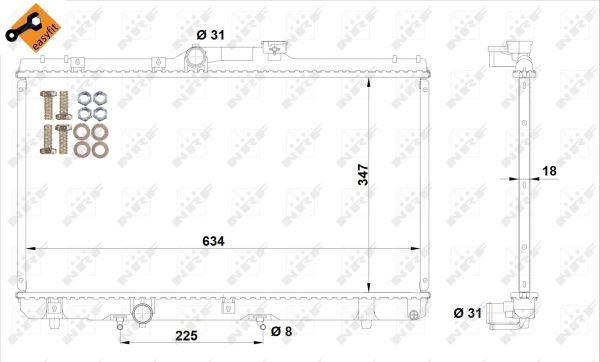 NRF Køler, motorkøling 517588 for TOYOTA