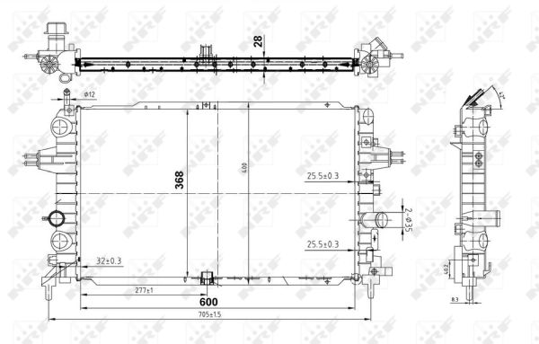NRF Køler, motorkøling 50143 for OPEL VAUXHALL