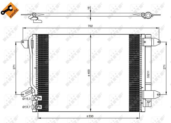 NRF Kondensor, klimaanlæg 350028 for VW