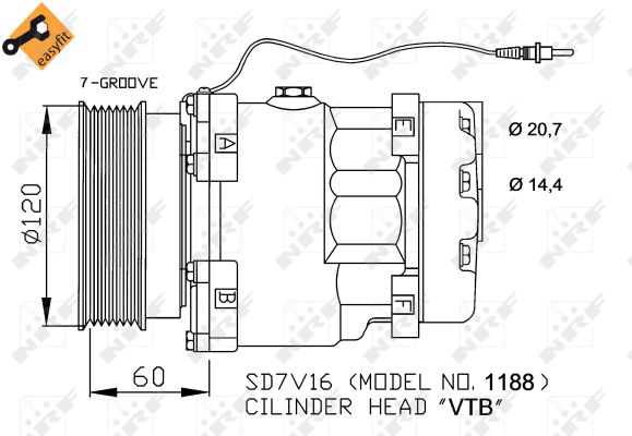 NRF Kompressor, klimaanlæg 32711 for RENAULT TRUCKS RENAULT