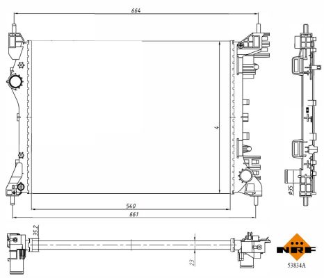 NRF Køler, motorkøling 53834a for OPEL FIAT ALFA ROMEO