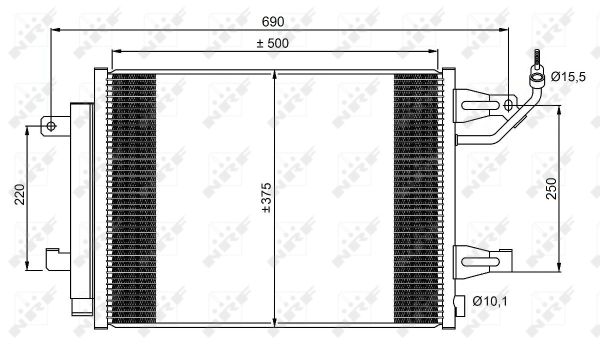 NRF Kondensor, klimaanlæg 350073 for MITSUBISHI SMART