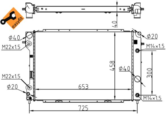 NRF Køler, motorkøling 53104 for VAUXHALL OPEL