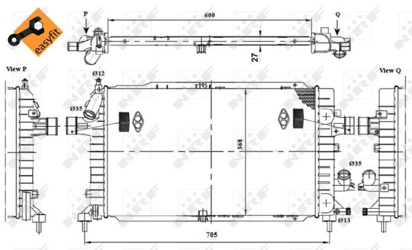NRF Køler, motorkøling 58340 for OPEL VAUXHALL