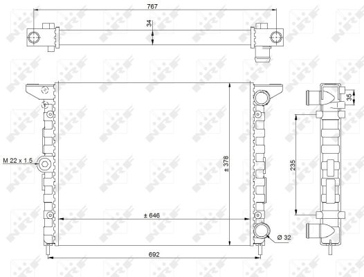 NRF Køler, motorkøling 519523 for FORD VW