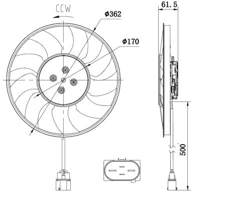 NRF Ventilator, motorkøling 47931 for VW AUDI