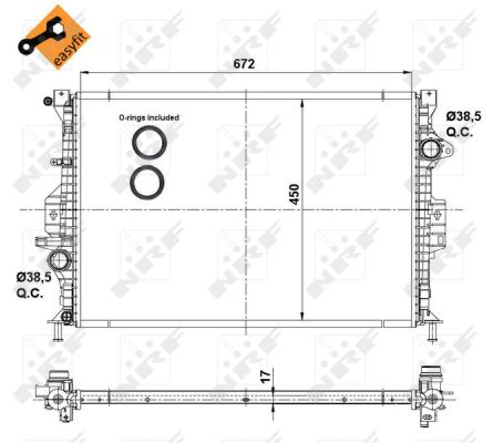 NRF Køler, motorkøling 53737 for FORD VOLVO