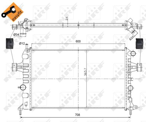 NRF Køler, motorkøling 54668 for VAUXHALL