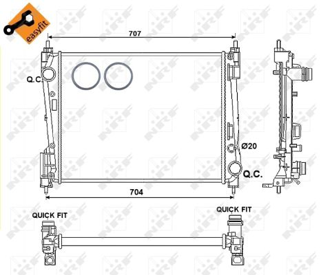 NRF Køler, motorkøling 54752 for VAUXHALL FIAT