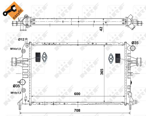 NRF Køler, motorkøling 55351 for VAUXHALL