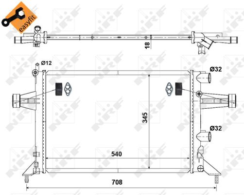 NRF Køler, motorkøling 507529 for OPEL