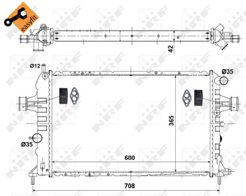 NRF Køler, motorkøling 58177 for VAUXHALL