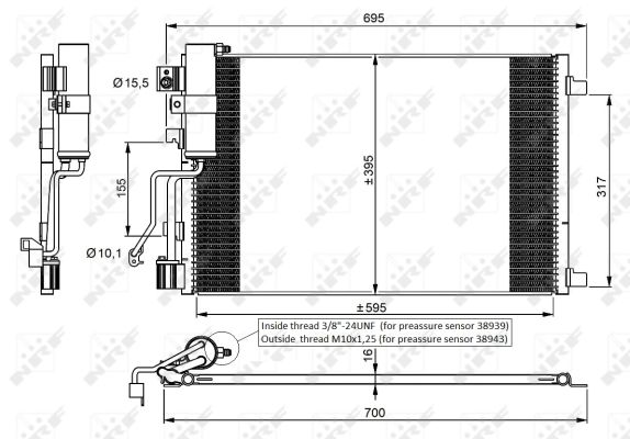 NRF Kondensor, klimaanlæg 35974 for NISSAN