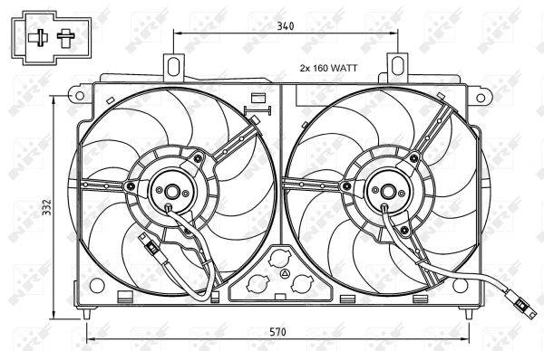 NRF Ventilator, motorkøling 47048 for PEUGEOT