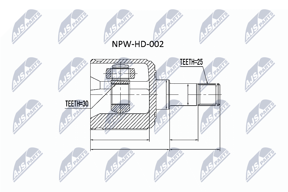 NTY Ledsæt, drivaksel NPW-HD-002 gearkasse-monteret for HONDA
