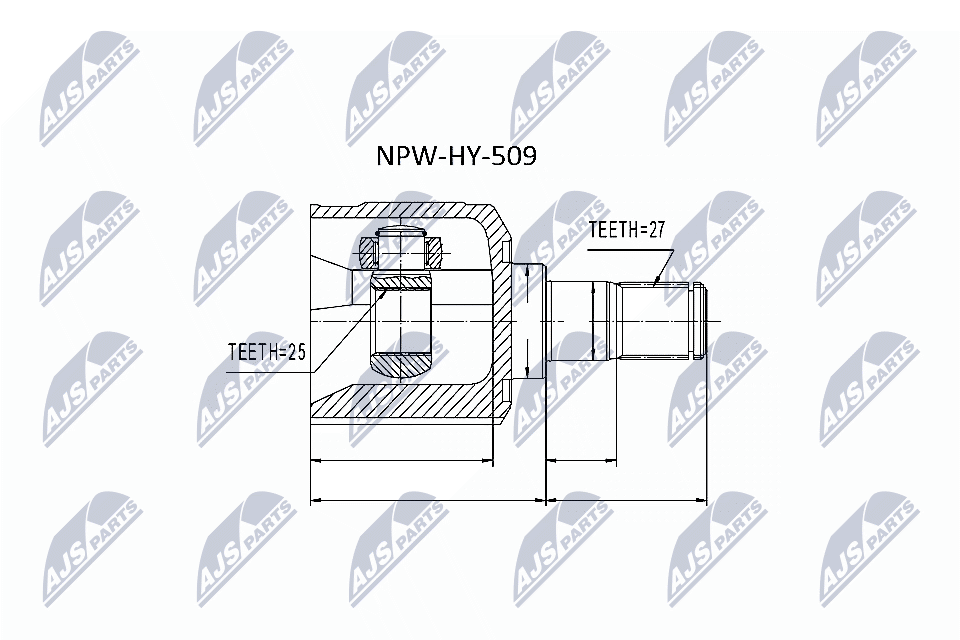 NTY Ledsæt, drivaksel NPW-HY-509 højre foraksel for HYUNDAI