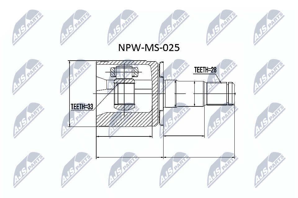 NTY Ledsæt, drivaksel NPW-MS-025 gearkasse-monteret for MITSUBISHI