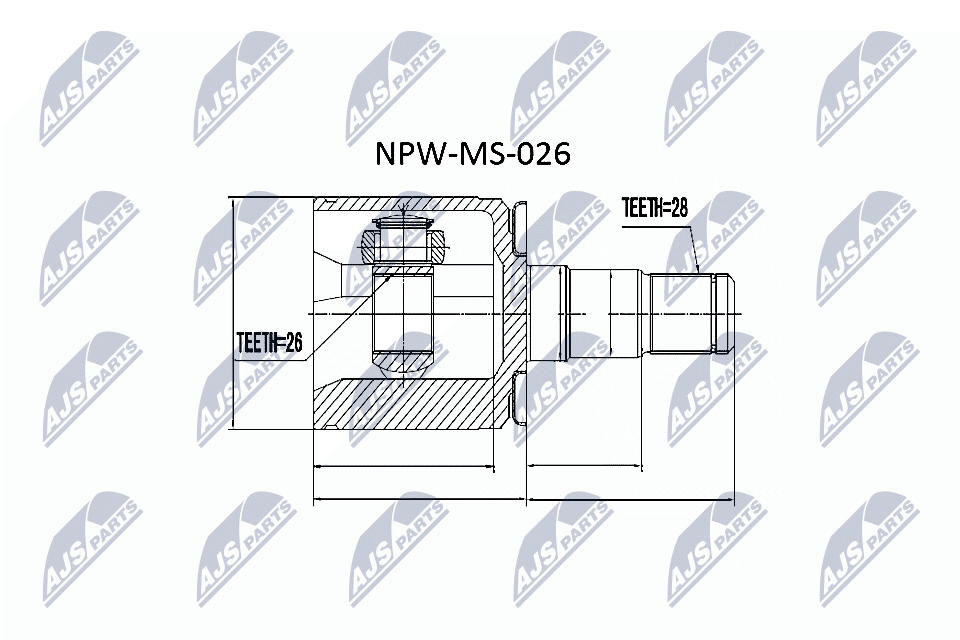 NTY Ledsæt, drivaksel NPW-MS-026 gearkasse-monteret for MITSUBISHI
