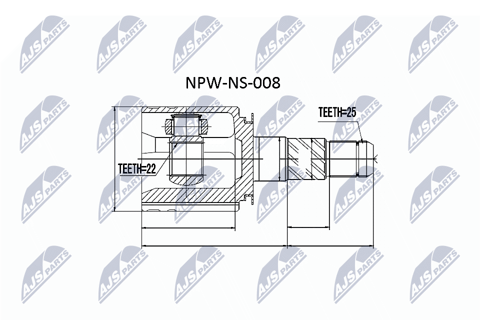 NTY Ledsæt, drivaksel NPW-NS-008 højre foraksel for NISSAN