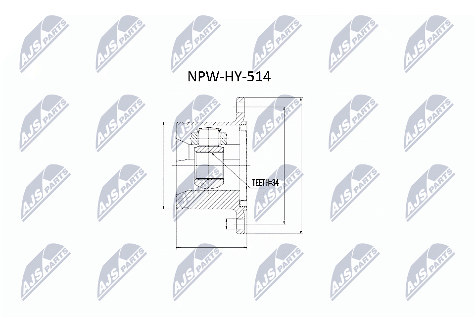 NTY Ledsæt, drivaksel NPW-HY-514 højre foraksel for HYUNDAI