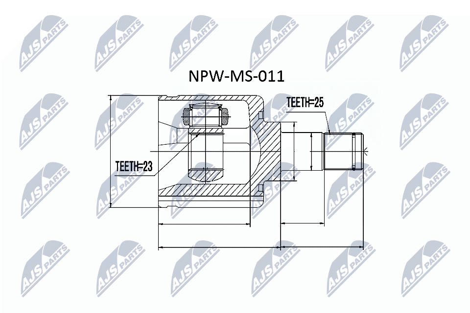 NTY Ledsæt, drivaksel NPW-MS-011 gearkasse-monteret for MITSUBISHI